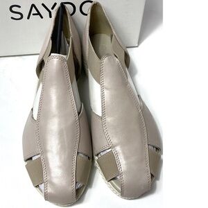 Saydo Timeless ivory leather comfort wedge sandals size 11 NIB